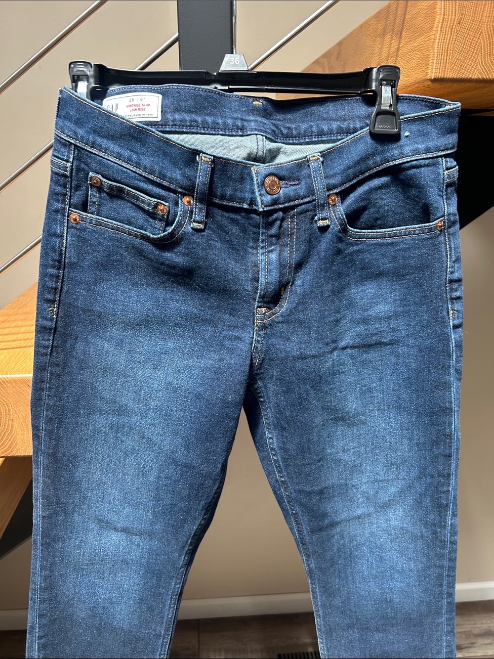 GAP Women's vintage slim low rise  in Dark Blue Wash